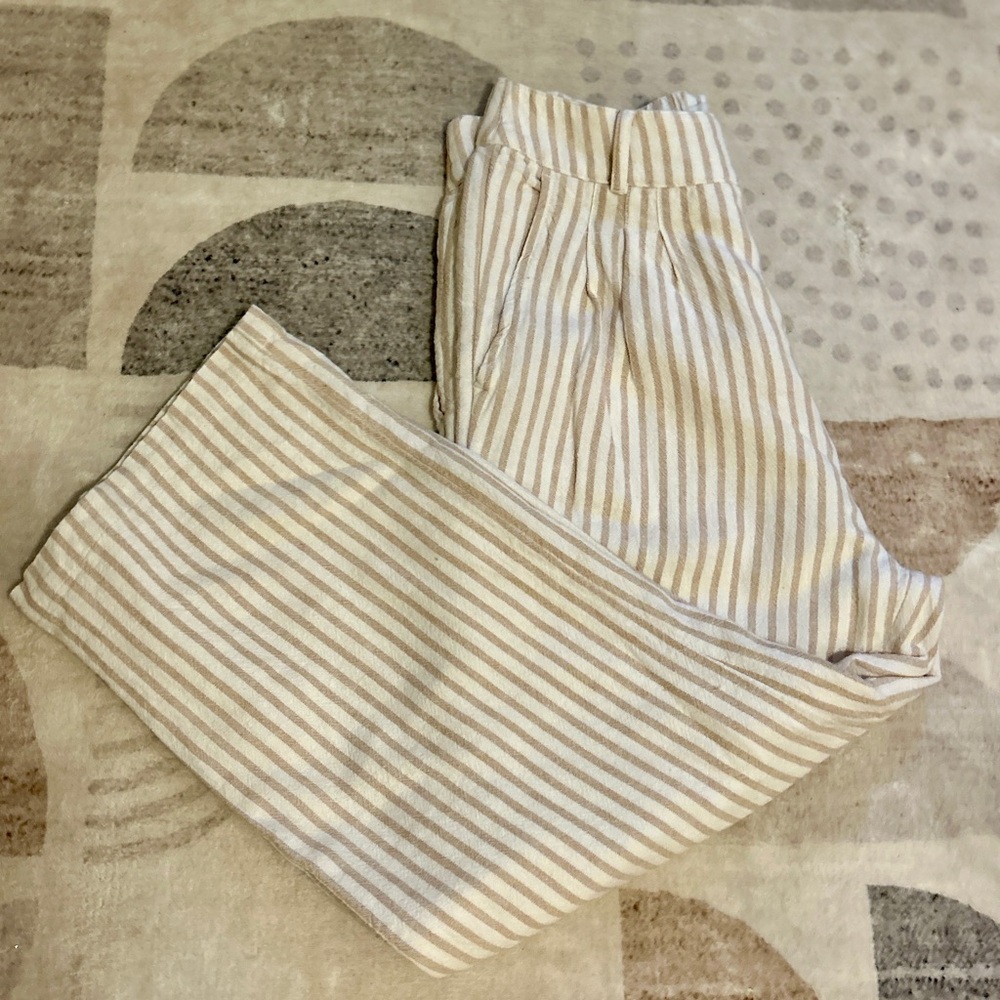 Abercrombie & Fitch Striped Tan Women’s Linen Blend lined Pant size:Sr - Picture 9 of 13